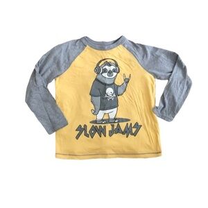Arizona Jeans Co | Long Sleeve Top Yellow Gray Sloth Graphic “Slow Jamz”